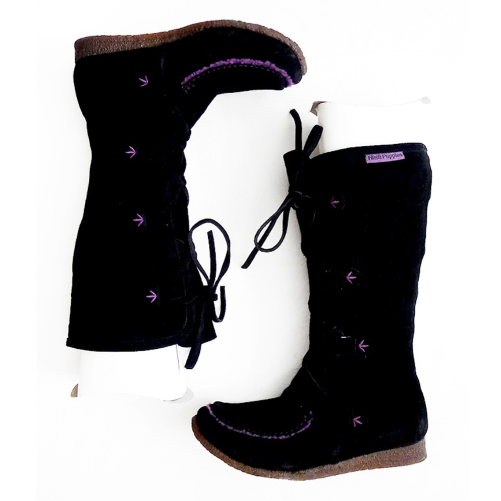 HUSH PUPPIES SUEDE Fleece Lined Lace Boots 6 1/2